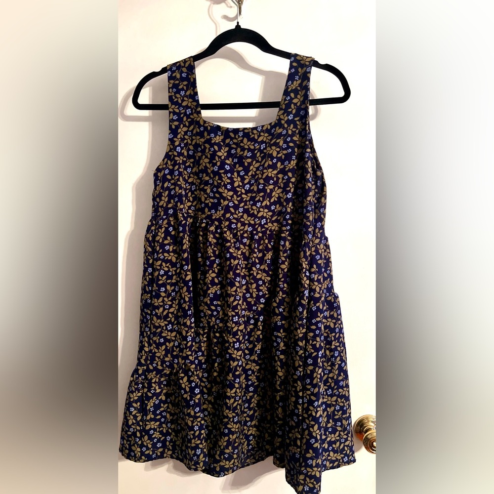Moon River‎ Floral Sleeveless Cottagecore Boho Tiered Green Blue Mini Dress-XS - Picture 2 of 4